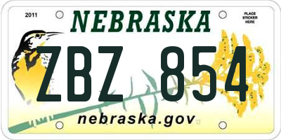 NE license plate ZBZ854