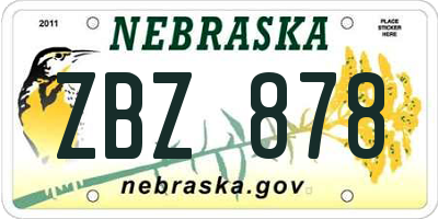 NE license plate ZBZ878