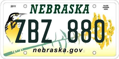 NE license plate ZBZ880