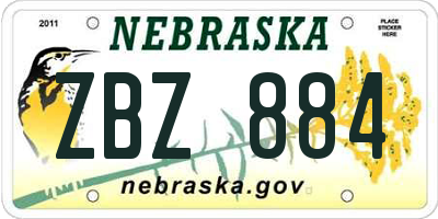 NE license plate ZBZ884