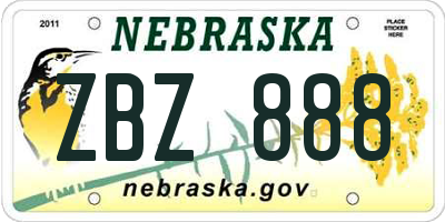 NE license plate ZBZ888