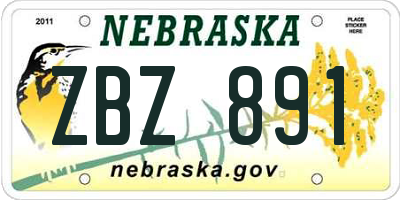 NE license plate ZBZ891