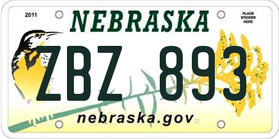 NE license plate ZBZ893