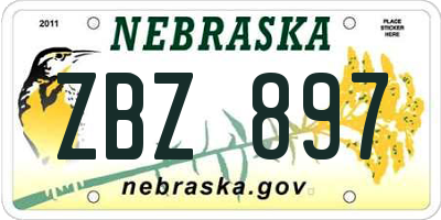 NE license plate ZBZ897