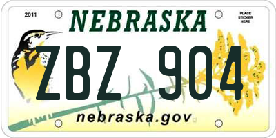 NE license plate ZBZ904