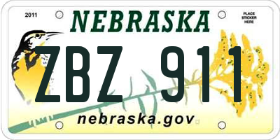 NE license plate ZBZ911