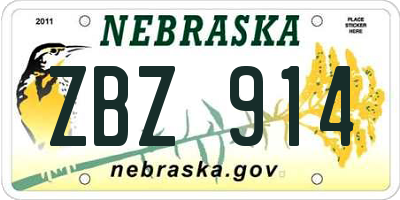 NE license plate ZBZ914