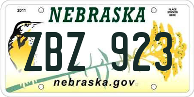 NE license plate ZBZ923