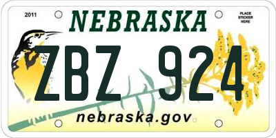 NE license plate ZBZ924