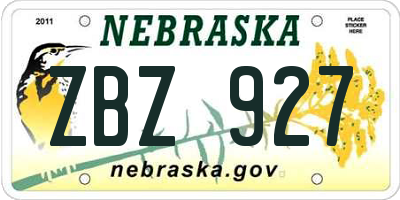 NE license plate ZBZ927