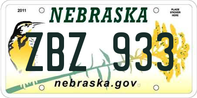 NE license plate ZBZ933