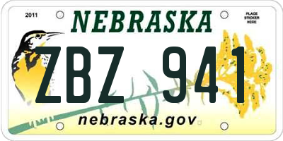 NE license plate ZBZ941