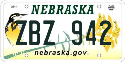 NE license plate ZBZ942