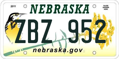 NE license plate ZBZ952