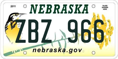 NE license plate ZBZ966