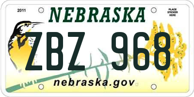 NE license plate ZBZ968