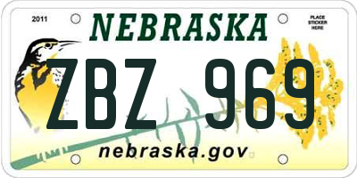 NE license plate ZBZ969