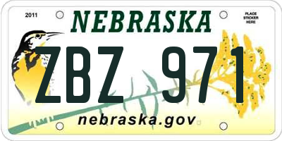 NE license plate ZBZ971
