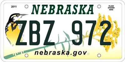 NE license plate ZBZ972