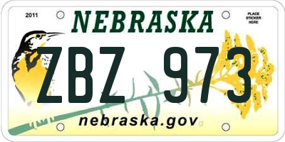NE license plate ZBZ973