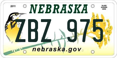NE license plate ZBZ975