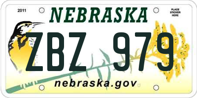 NE license plate ZBZ979