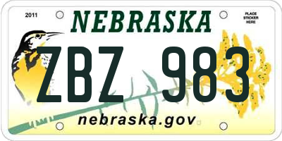 NE license plate ZBZ983