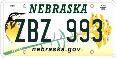 NE license plate ZBZ993