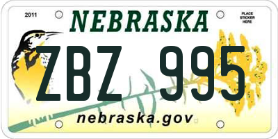 NE license plate ZBZ995