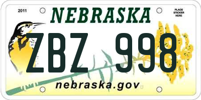 NE license plate ZBZ998