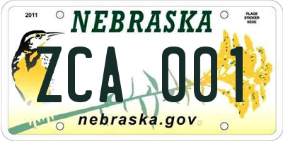 NE license plate ZCA001