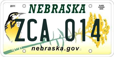 NE license plate ZCA014