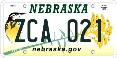 NE license plate ZCA021
