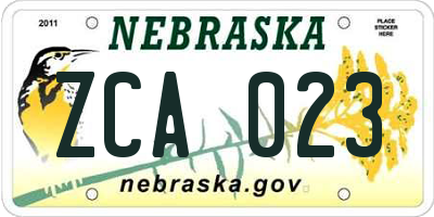NE license plate ZCA023