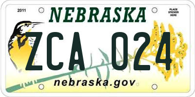 NE license plate ZCA024