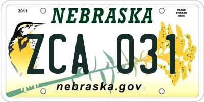NE license plate ZCA031