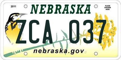 NE license plate ZCA037