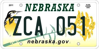 NE license plate ZCA051