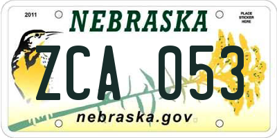 NE license plate ZCA053