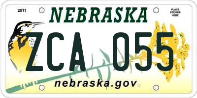 NE license plate ZCA055