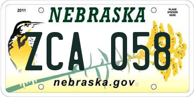NE license plate ZCA058