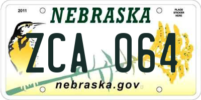 NE license plate ZCA064