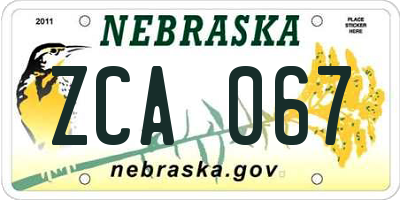 NE license plate ZCA067