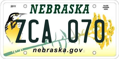 NE license plate ZCA070