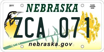 NE license plate ZCA071