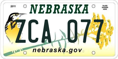 NE license plate ZCA077