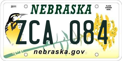 NE license plate ZCA084