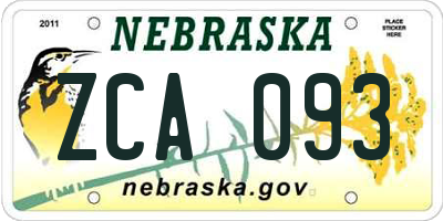 NE license plate ZCA093