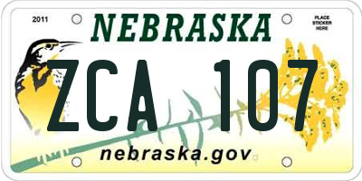 NE license plate ZCA107