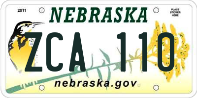 NE license plate ZCA110
